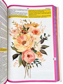 Bíblia de Estudo para o Cotidiano da Mulher Capa Dura Full Color Cerejeira Rosa NVA Gigante Feminina com Capa Protetora