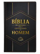 Bíblia de Estudo para o Cotidiano do Homem Capa Dura Clássico NVA Gigante Masculino Com Índice