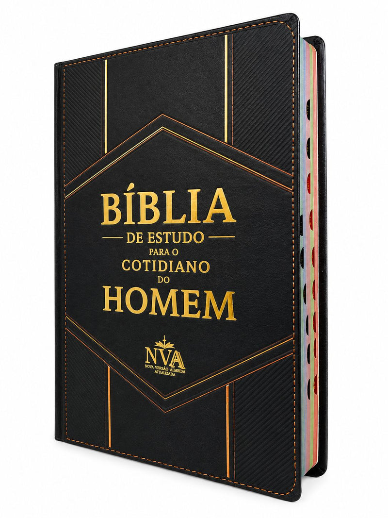 Bíblia de Estudo para o Cotidiano do Homem Capa Dura Clássico NVA Gigante Masculino Com Índice