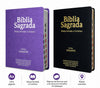 Kit Casal 02 Bíblias Evangélicas Letra Gigante Capa Semiflexível ARC Com Índice Lilás e Preta