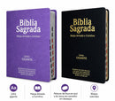 Kit Casal 02 Bíblias Evangélicas Letra Gigante Capa Semiflexível ARC Com Índice Lilás e Preta