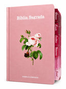 Bíblia Flor Rosa Letra Hipergigante Capa Dura Com Abas Femininas e Harpa Arc