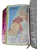 Bíblia Flor Rosa Letra Hipergigante Capa Dura Com Abas Femininas e Harpa Arc