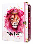 Bíblia Capa Dura Com Elástico Rosa E Medalhão Letra Gigante Com Harpa - Seja Forte E Aba Feminina