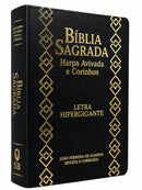 Kit Casal 2 Bíblias Evangélicas Luxo Letra Hipergigante Capa Semi Flexível Premium Arc com Harpa Para Casal