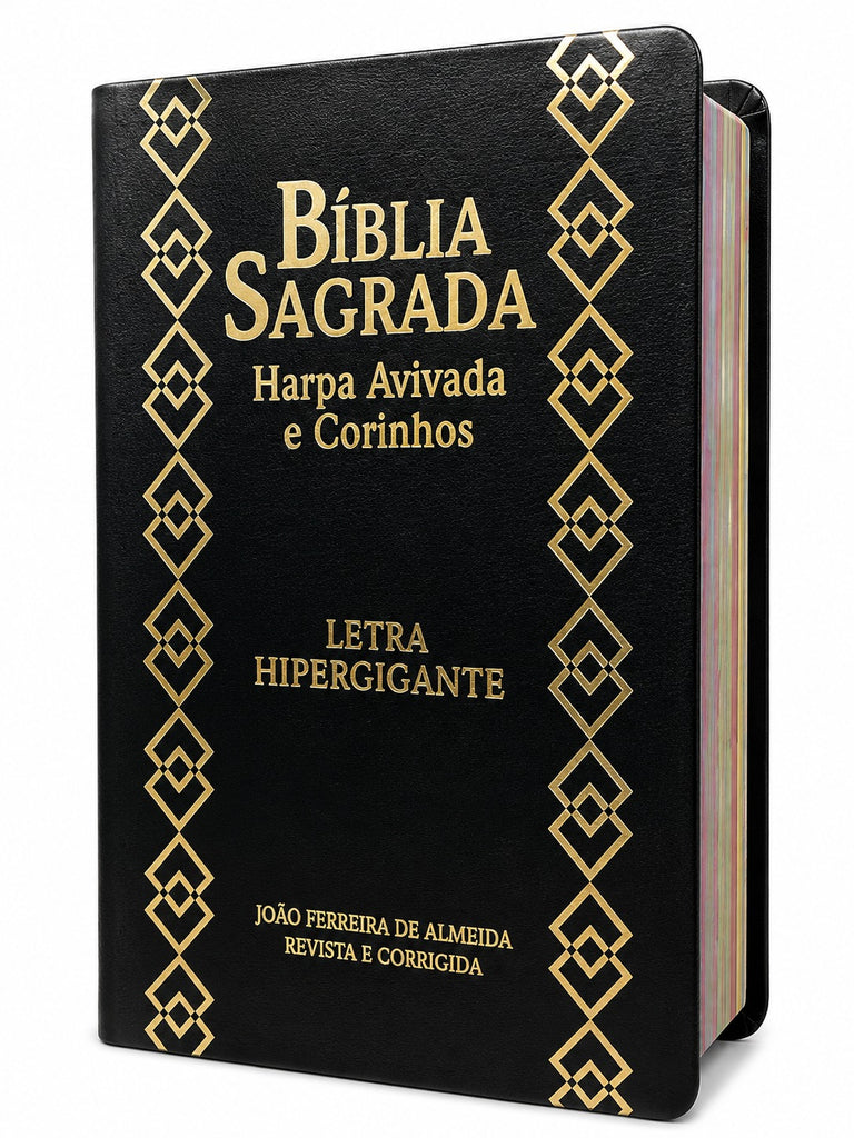 Bíblia Sagrada Preta Letra Hipergigante Capa Semi Flexível Com Harpa Full ColorArc