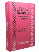 Bíblia Sagrada Rosa Letra Hipergigante Capa Semi Flexível Com Harpa e Full Color Arc