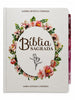 Bíblia Evangélica Letra Jumbo Grande Capa Dura Flor Minimalista Arc Com Harpa e Abas Adesivas