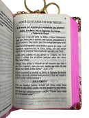 Mini Bíblia de Bolso e Chaveiro O Novo Testamento & Salmos e Provérbios - ACF Feminina Capa Dura Rosa Filha do Rei