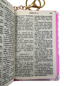 Mini Bíblia de Bolso e Chaveiro O Novo Testamento & Salmos e Provérbios - ACF Feminina Capa Dura Rosa Deus é Bom