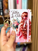 Mini Bíblia de Bolso e Chaveiro O Novo Testamento & Salmos e Provérbios - ACF Feminina Capa Dura Rosa Filha do Rei