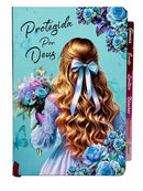Bíblia Feminina Protegida Por Deus Letra Gigante Capa Flexível Com Harpa E Abas Feminina Arc