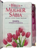 Bíblia Sagrada Mulher Sábia Estudo Capa Luxo Flexível Aqua Arc Letra Hipergigante Com Harpa e Abas Adesivas