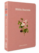 Bíblia Sagrada Letra Hipergigante PPM Capa Dura Flor Rosa Feminina Com Harpa ARC e Índice