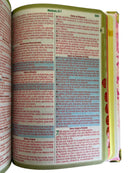 Bíblia Capa Dura Com Elástico Rosa E Medalhão Letra Gigante Com Harpa - Seja Forte + Índice