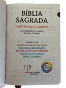 Bíblia Sagrada Letra Hipergigante PPM Capa Dura Flor Rosa Feminina Com Elástico Harpa ARC