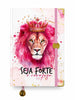 Bíblia Capa Dura Com Elástico Rosa E Medalhão Letra Gigante Com Harpa - Seja Forte + Índice