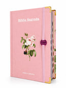 Bíblia Sagrada Letra Hipergigante PPM Capa Dura Flor Rosa Feminina Com Elástico Harpa ARC e Índice