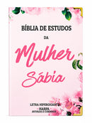 Bíblia Da Mulher Sábia Rosa De Estudo Letra Hipergigante Capa Flexível Com Harpa e Índice Feminina Arc