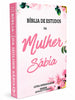 Bíblia Da Mulher Sábia Rosa De Estudo Letra Hipergigante Capa Flexível Com Harpa e Índice Feminina Arc