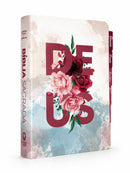 Bíblia Deus Floral Letra Gigante Capa Flexível Com Harpa e Índice Feminina Arc