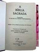 Bíblia Capa Dura com Elástico Rosa Medalhão e Abas Femininas Letra Gigante - Leão Coroa