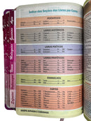 Bíblia Cor Pink PPM Letra Gigante com Abas Já Coladas Feminina Capa Semi Flexível Com Harpa  Arc