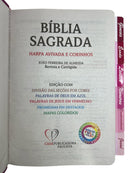 Bíblia Cor Rosa PPM Com Abas Feminina Letra Gigante Capa Semi Flexível Com Harpa  Arc