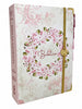 Bíblia Sagrada Letra Hipergigante PPM Capa Dura Círculo Floral Rosa Feminina Com Abas Femininas Elástico Harpa ARC