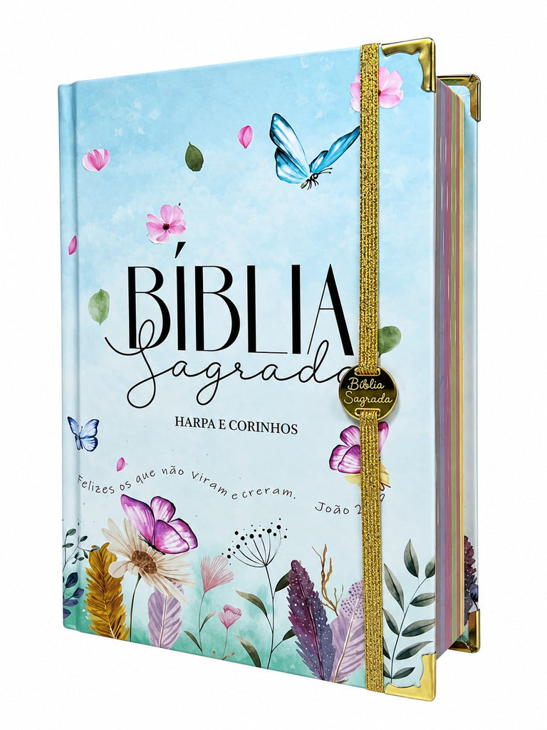 Bíblia Sagrada Letra Hipergigante PPM Capa Dura Jardim Secreto Feminina Com Elástico Harpa ARC