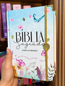 Bíblia Sagrada Letra Hipergigante PPM Capa Dura Jardim Secreto Feminina Com Elástico Harpa ARC