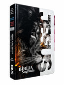 Bíblia Leão Jesus Letra Gigante Capa Dura Com Harpa E Abas Femininas Arc