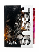 Bíblia Leão Jesus Letra Gigante Capa Dura Com Harpa E Abas Femininas Arc