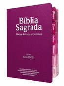 Bíblia Cor Pink PPM Letra Gigante com Abas Feminina Capa Semi Flexível Com Harpa  Arc