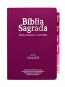 Bíblia Cor Pink PPM Letra Gigante com Abas Feminina Capa Semi Flexível Com Harpa  Arc
