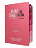 Bíblia Cor Rosa PPM Com Abas Feminina Letra Gigante Capa Semi Flexível Com Harpa  Arc