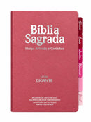 Bíblia Cor Rosa PPM Com Abas Feminina Letra Gigante Capa Semi Flexível Com Harpa  Arc
