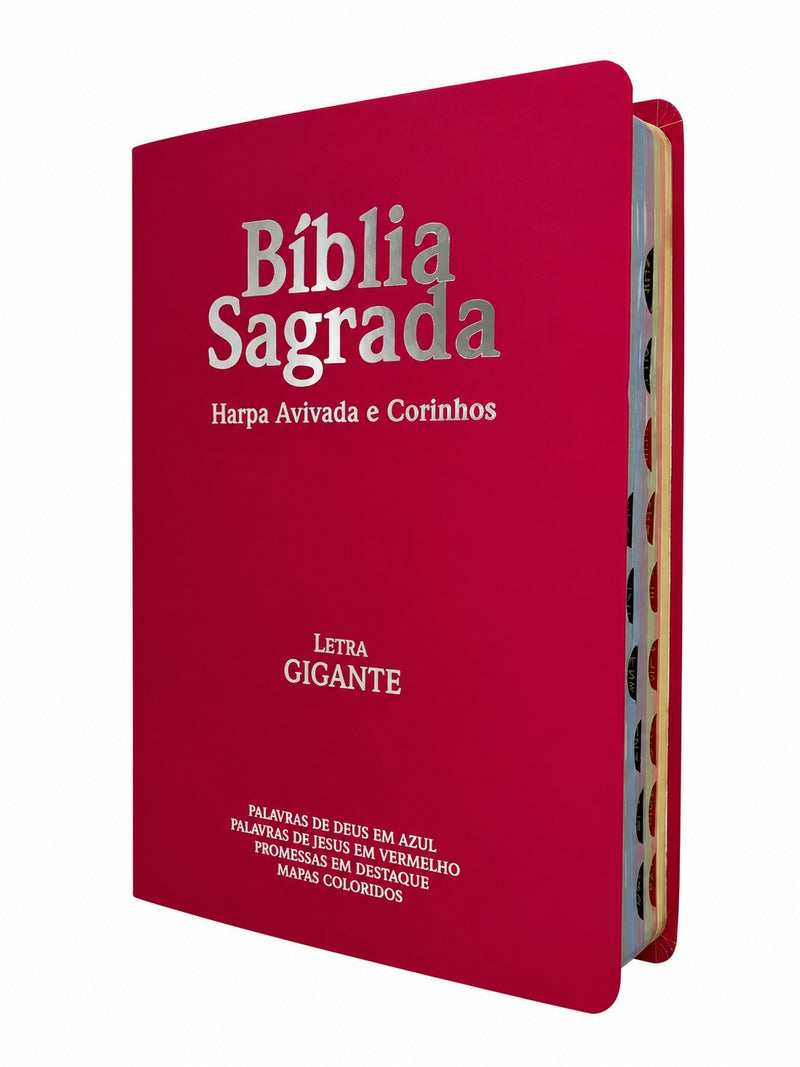 Bíblia Feminina Pink Letra Gigante Capa Semi Flexível Com Harpa e Índice Colorida Arc