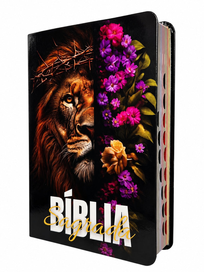 Bíblia Sagrada Capa Semiflexível Letra Gigante Promessas ARC e Índice Salmos 91 Fem e Masc