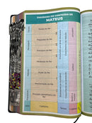 Bíblia de Estudo Tradicional Letra Hipergigante Capa Dura Com Abas Adesivas Feminina e Masculina King James