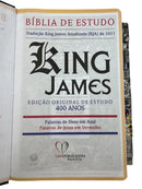 Bíblia de Estudo Tradicional Letra Hipergigante Capa Dura Com Abas Adesivas Feminina e Masculina King James