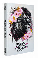 Bíblia Leão Flores Rosa Letra Gigante Capa Dura Com Harpa E Índice Feminina Arc