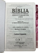 Bíblia Capa Dura Com Elástico Rosa E Medalhão Letra Gigante Com Harpa - Leão Rosa Abas Já Coladas