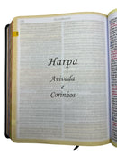 Bíblia Sagrada Letra Grande Jumbo Cor Preta e Marrom com Harpa e Índice Masculino Arc
