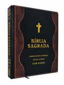 Bíblia Sagrada Letra Grande Jumbo Cor Preta Luxo Com Harpa e Divisão Linguagem Arc Para Homem