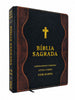Bíblia Sagrada Letra Grande Jumbo Cor Preta e Marrom com Harpa e Índice Masculino Arc