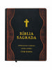 Bíblia Sagrada Letra Grande Jumbo Cor Preta e Marrom com Harpa e Índice Masculino Arc