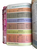 Bíblia Cor Pink PPM Letra Gigante com Abas Já Coladas Feminina Capa Semi Flexível Com Harpa  Arc