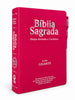 Bíblia Cor Pink PPM Letra Gigante com Abas Já Coladas Feminina Capa Semi Flexível Com Harpa  Arc