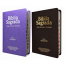 Kit 2 Bíblias Sagrada Com Índice e Capa Semi Flexivel Letra Gigante - Cor Marrom e Pink